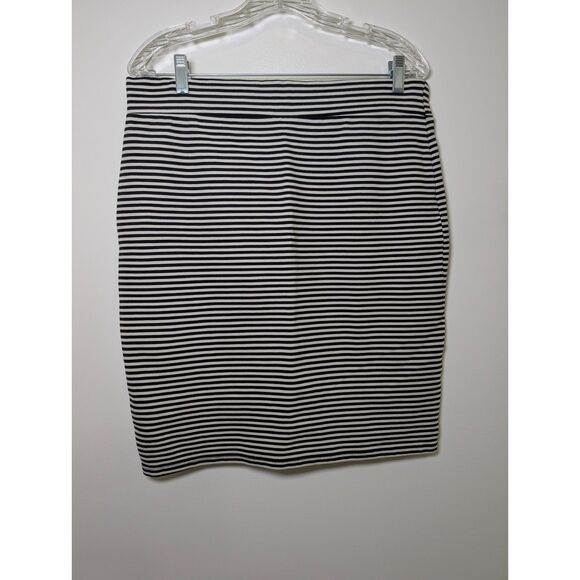 Toad & Co Black White Striped Stretch Pencil Mini Skirt L Parisian Minimalist - Picture 3 of 8